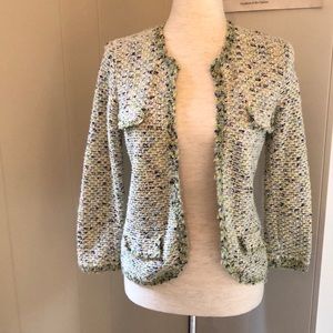 Sigrid Olsen Green blue Tweed Boucle Jacket Sz S